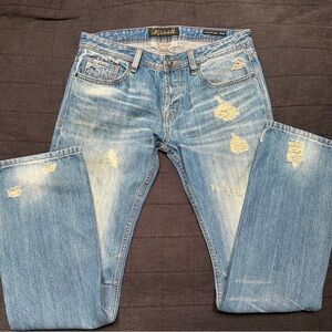 Cult of Individuality Hagen Relaxed Distressed Blue Jeans for Men